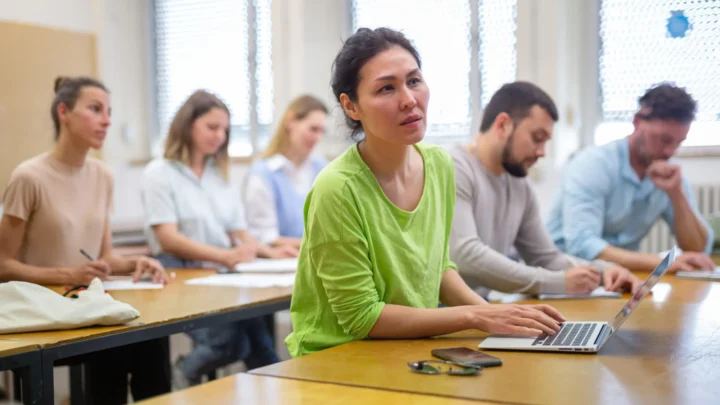 Une classe d'élèves en apprentissage de la langue française