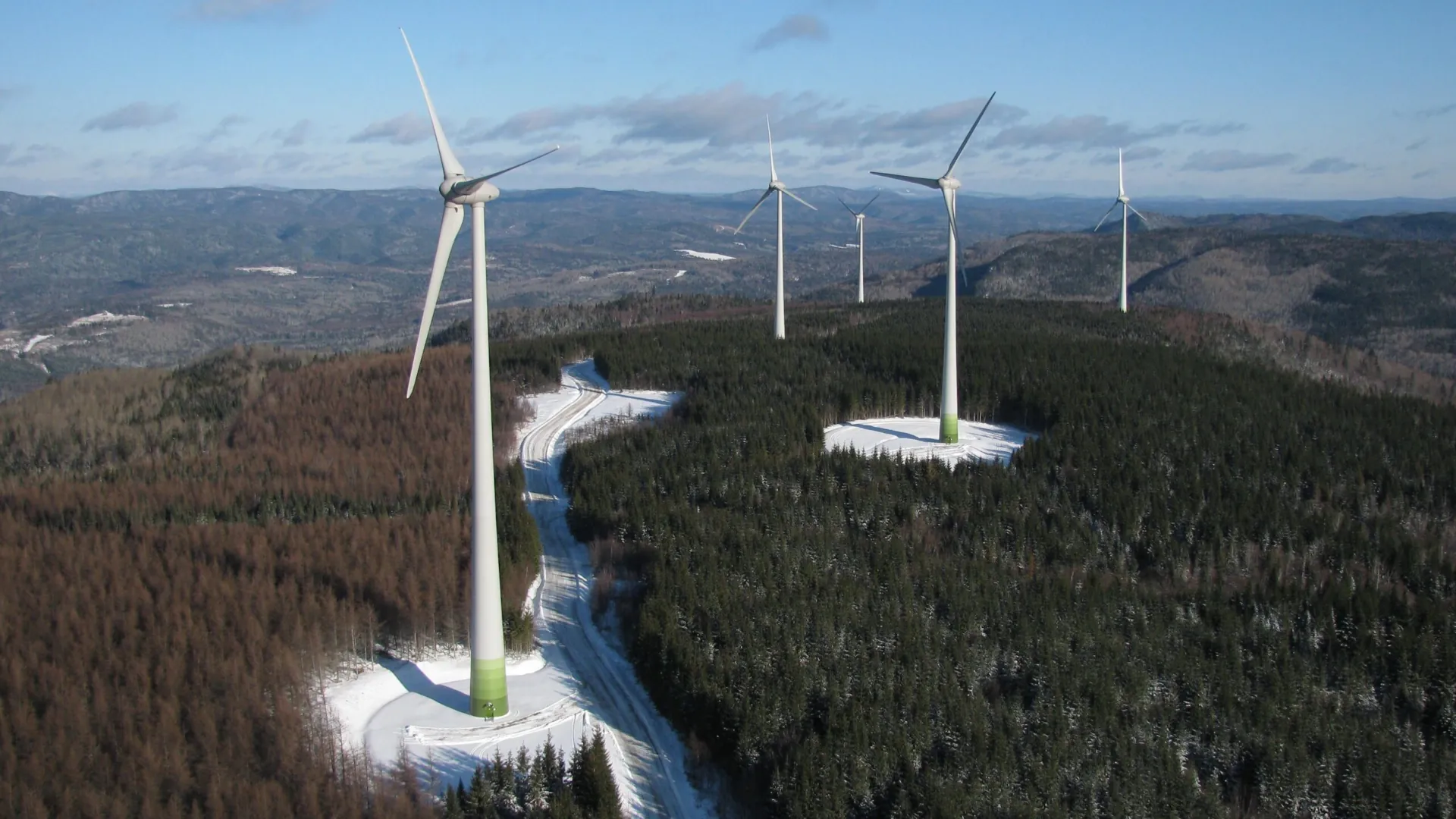 Un paysage éolien en hiver
